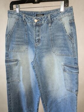 Flamingals Shop Wide Leg Denim Cargo Jeans Light Wash Size 4-6
